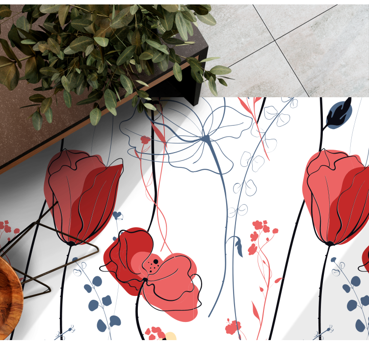Crimson Blossom Grace floral vinyl carpet - TenStickers