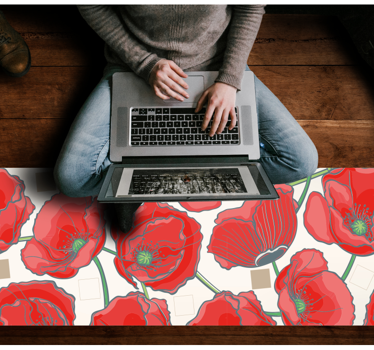 Crimson Blossom Sophistication floral vinyl carpet - TenStickers