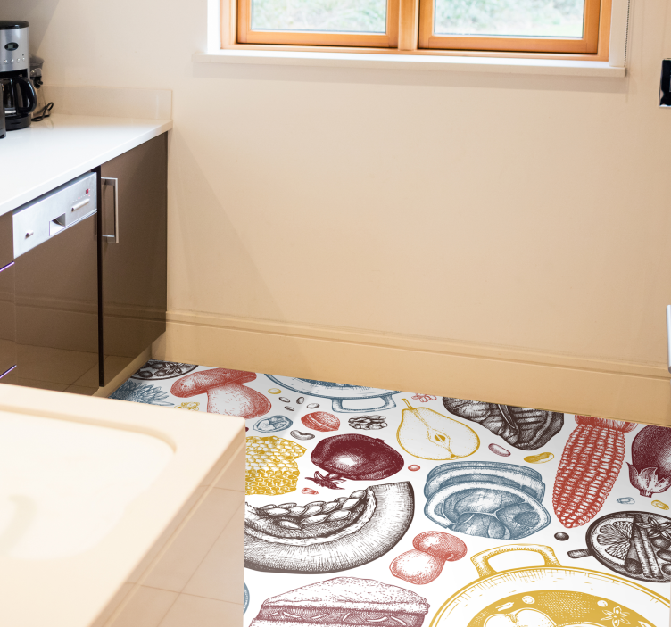 Culinary illustrations kitchen vinyl carpet - TenStickers