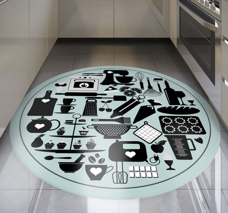 Culinary Silhouettes kitchen vinyl carpet - TenStickers