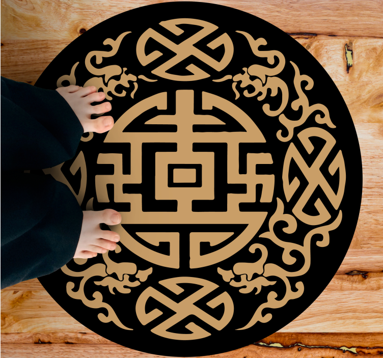 Cultural Symbol Motif circular vinyl carpet - TenStickers