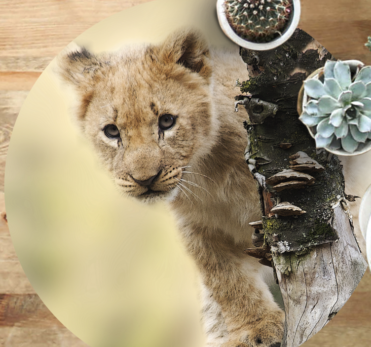 Curious Lion Cub animal print vinyl carpet - TenStickers