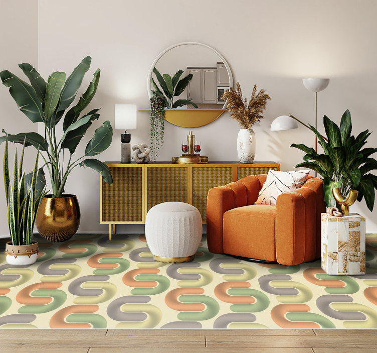 Curved colour patterns living room vinyl carpet - TenStickers