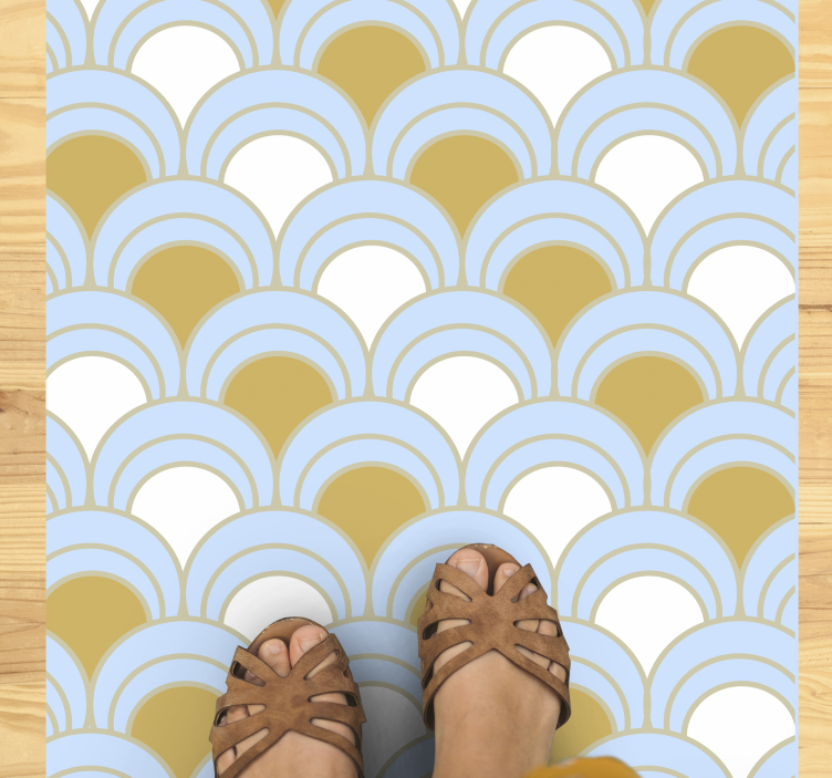 Blue curved pattern geometric vinyl carpet - TenStickers