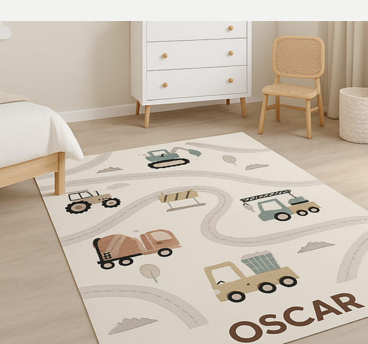 Custom beige construction kids vinyl carpet - TenStickers