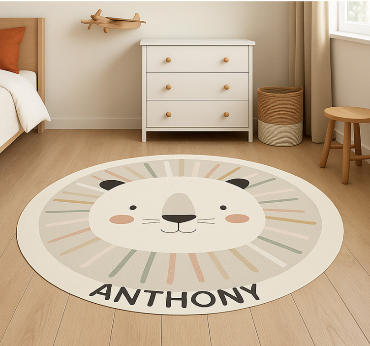 Custom beige lion kids vinyl carpet - TenStickers