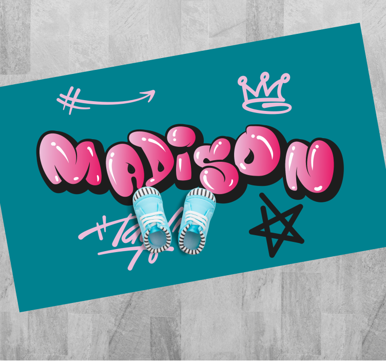 Pink graffiti with name teen vinyl carpet - TenStickers