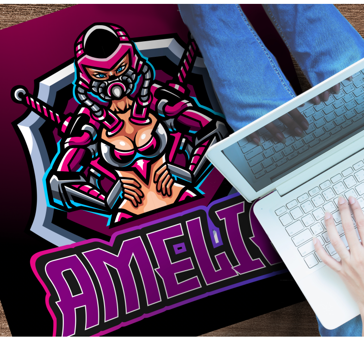 Gaming heroine with name teen vinyl carpet - TenStickers