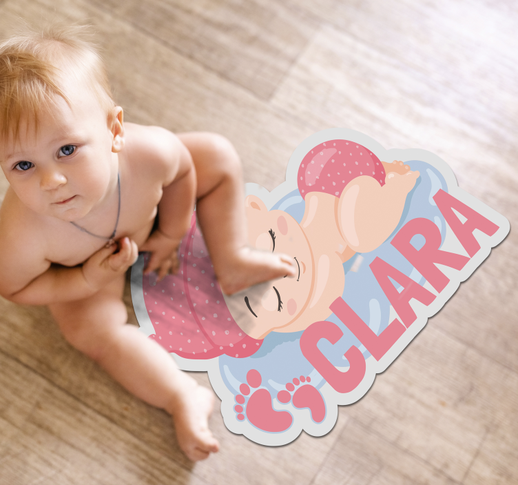 Customizable Sleeping Baby Footprints personalised rug - TenStickers