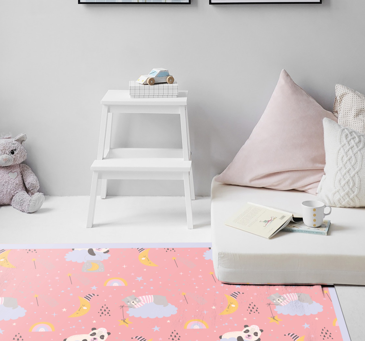 Clouds on pink background kids vinyl carpet - TenStickers