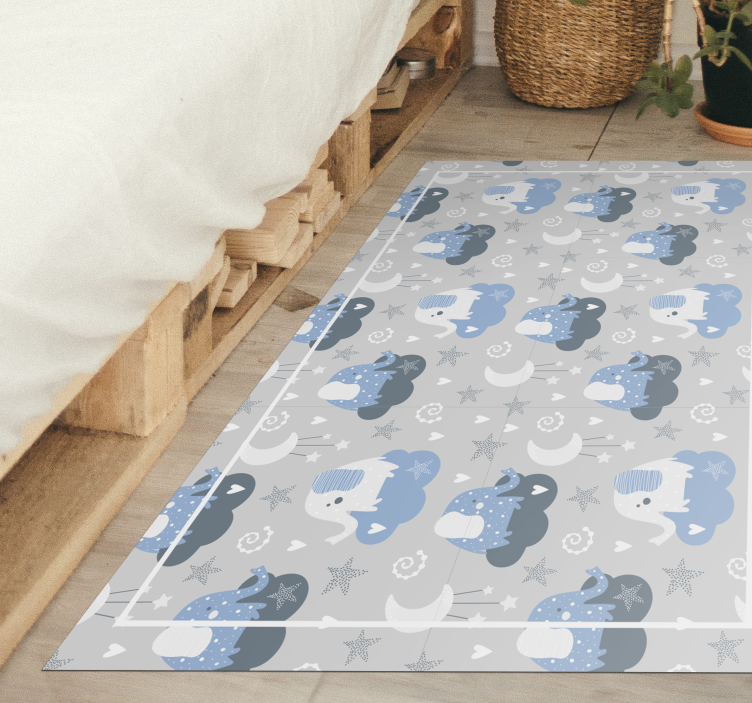 Blue nordic elephants kids vinyl carpet - TenStickers