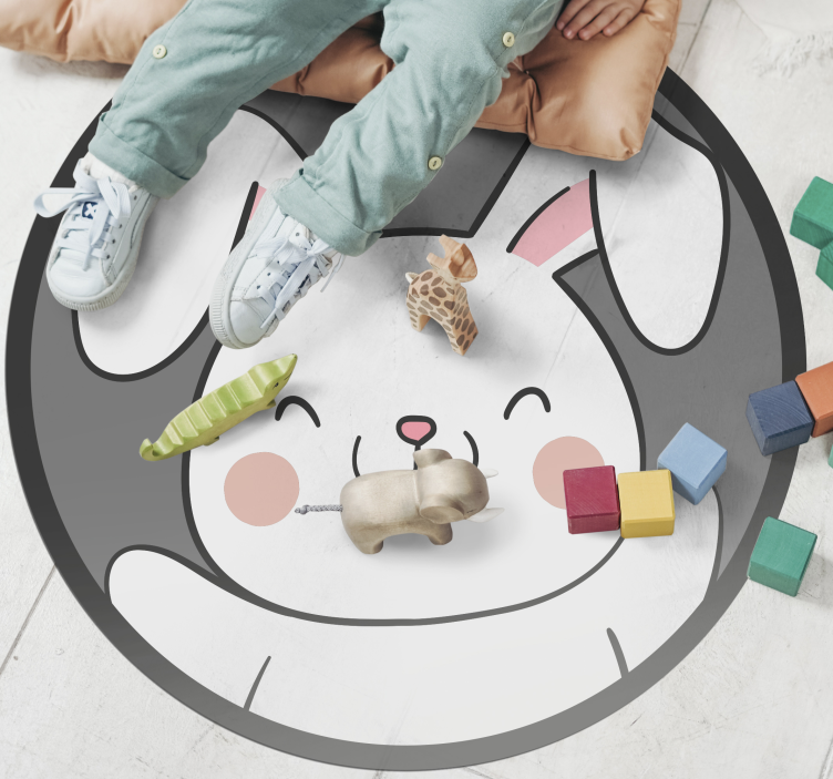 White bunny design kids vinyl carpet - TenStickers