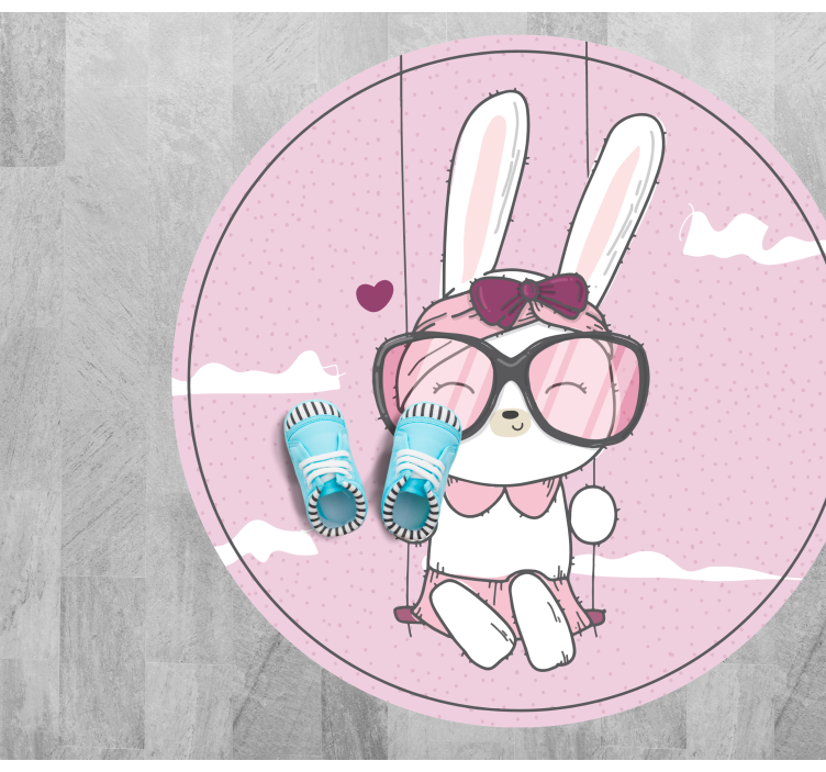 Cute Bunny Swinging kids vinyl carpet - TenStickers