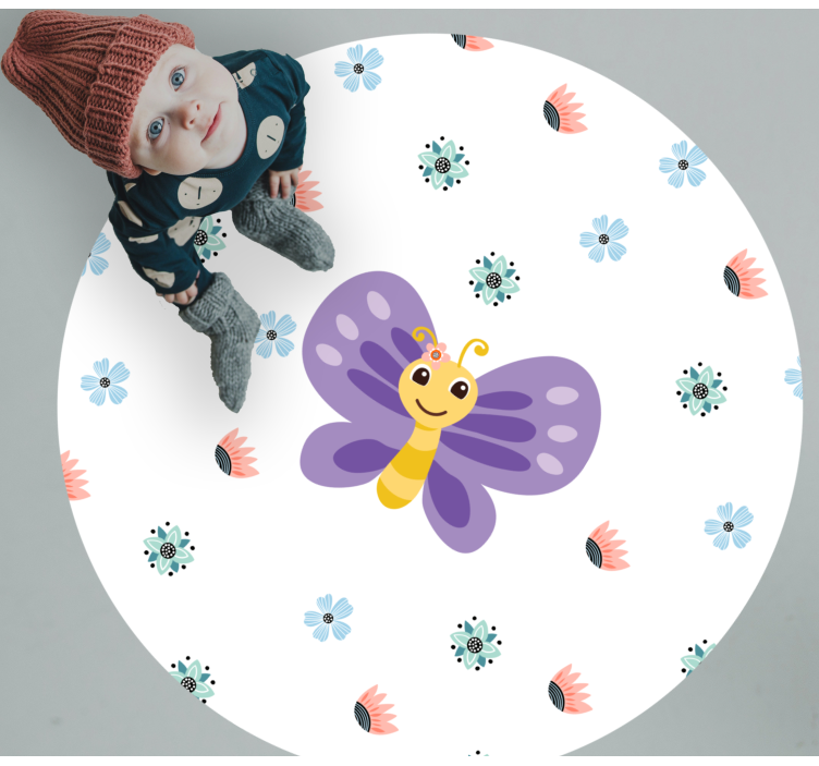 Purple butterfly design kids vinyl carpet - TenStickers