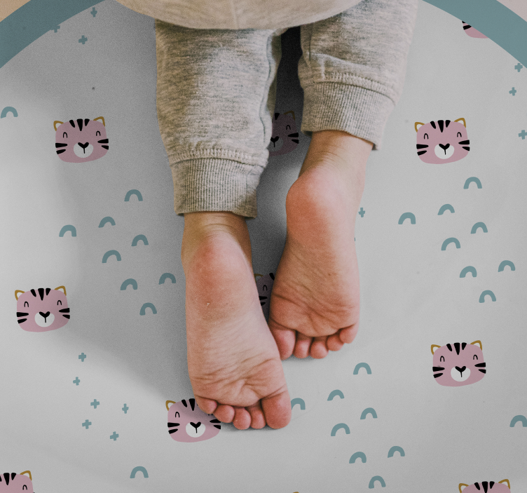Blue rainbows and pink cats kids vinyl carpet - TenStickers