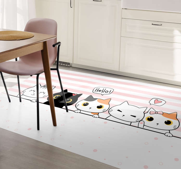 Cute Cat Friends kids vinyl carpet - TenStickers