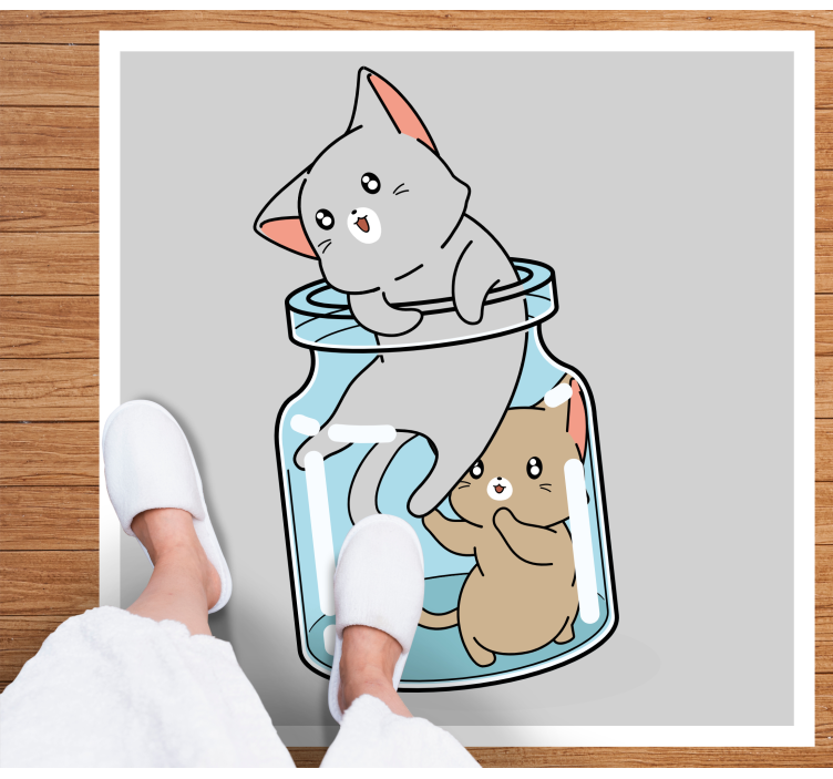 Cute cats jar animal vinyl carpet - TenStickers