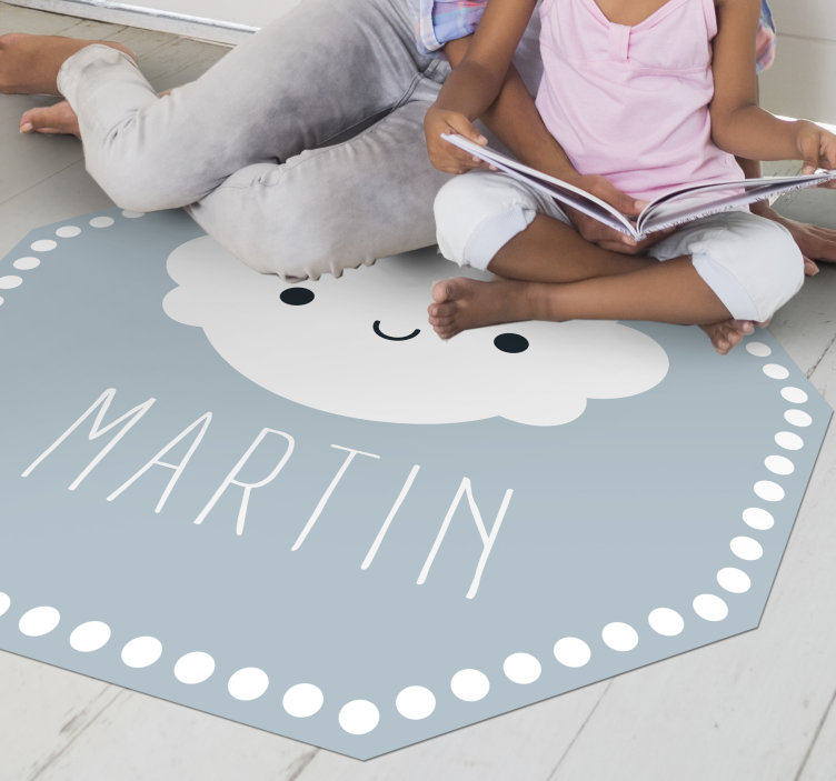 Grey cloud with name nursery vinyl carpet - TenStickers