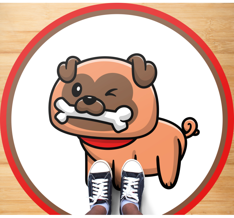 Bulldog with a bone animal vinyl carpet - TenStickers