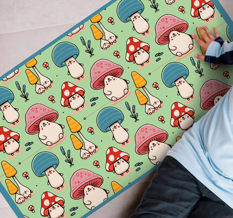 Cute Mushroom Characters kids vinyl carpet - TenStickers