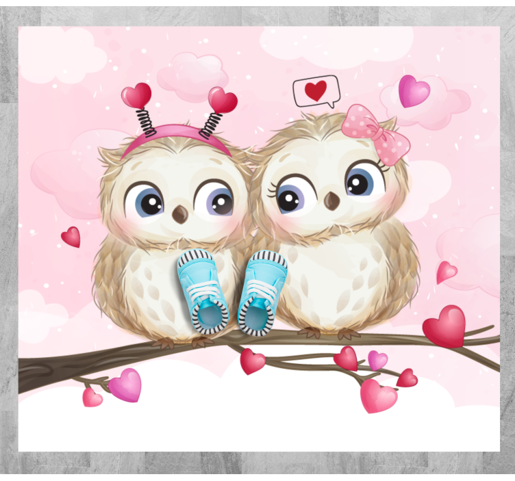 Cute owl couple bedroom vinyl carpet - TenStickers
