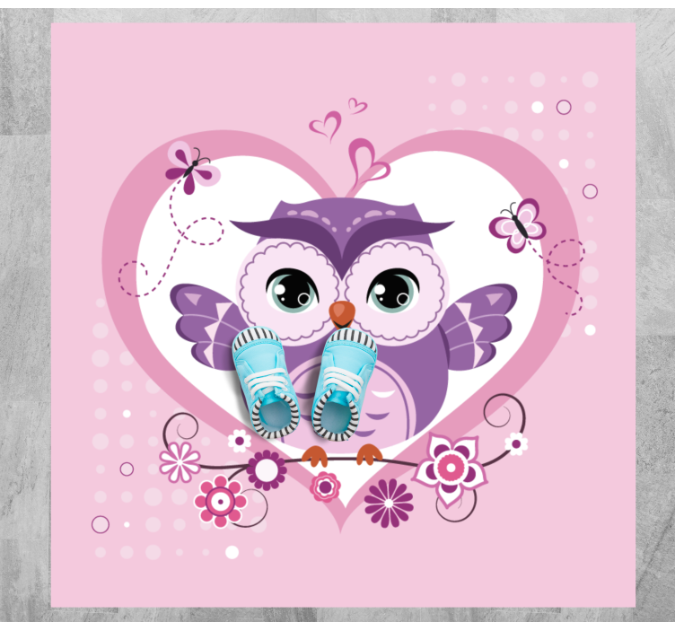 CUTE OWL HEART kids vinyl carpet - TenStickers