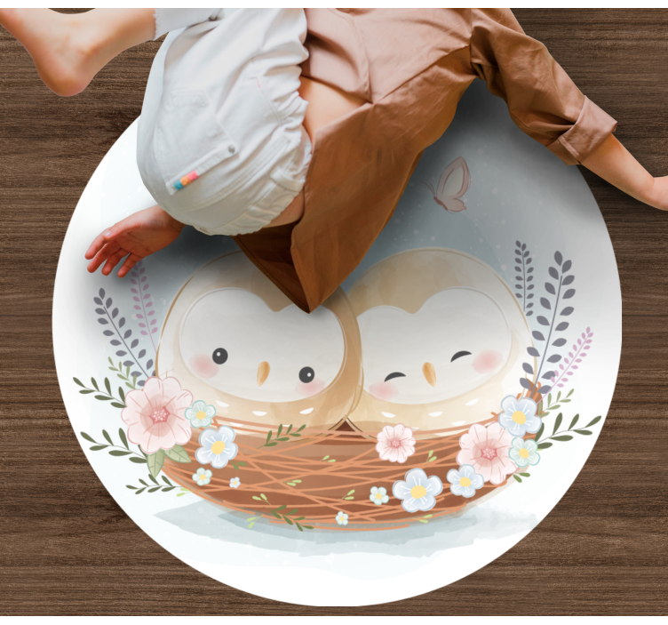 Couple owl nest bedroom vinyl carpet - TenStickers