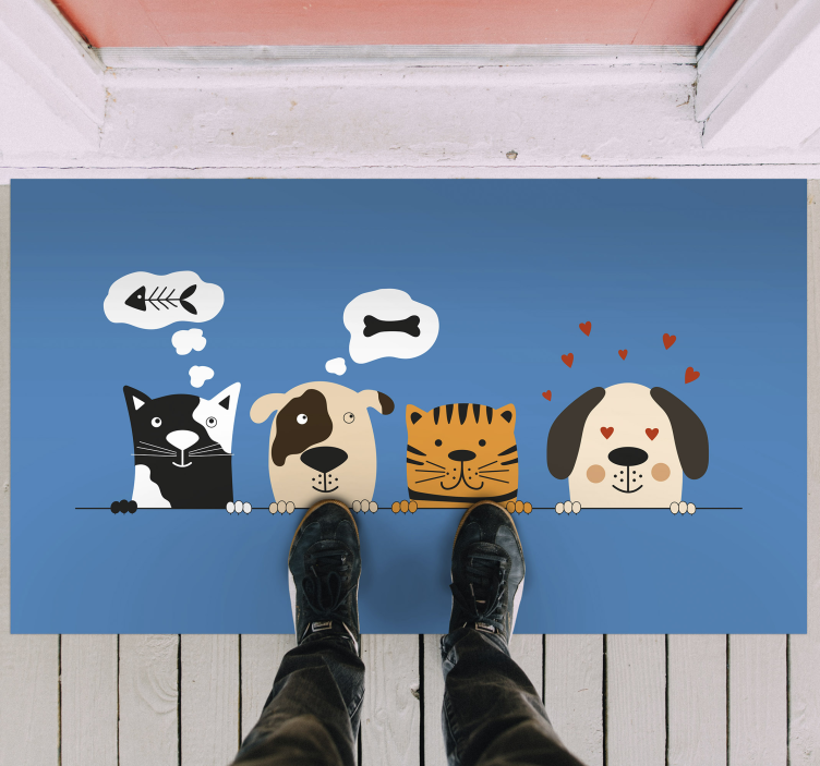 Cute pet expressions entrance hall vinyl carpet - TenStickers