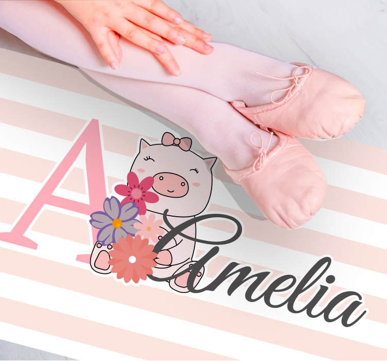 Cute Pig Illustration custom vinyl carpet - TenStickers