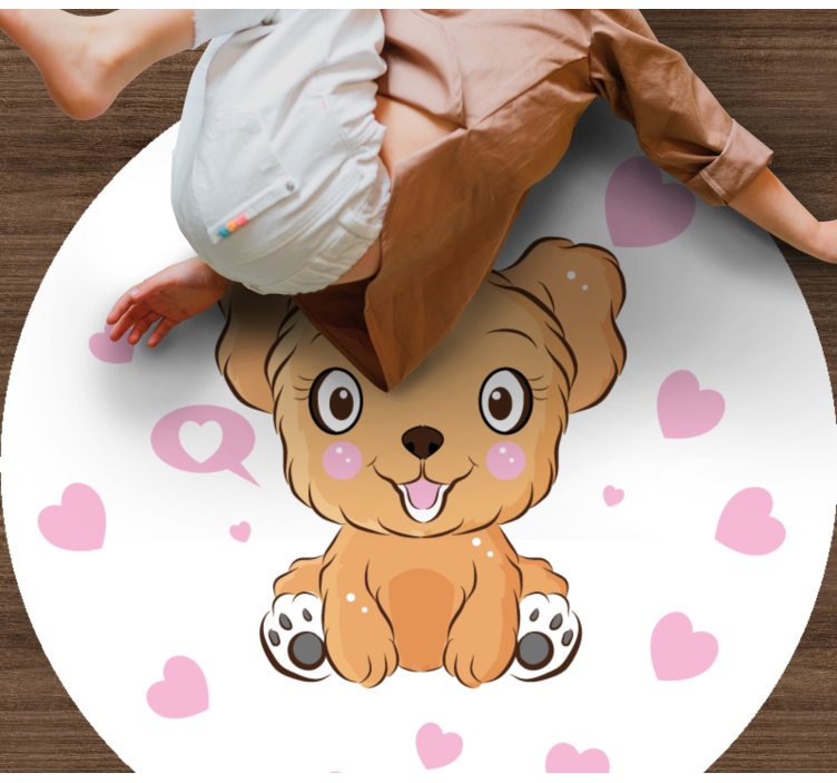 Cute puppy illustration circular vinyl carpet - TenStickers