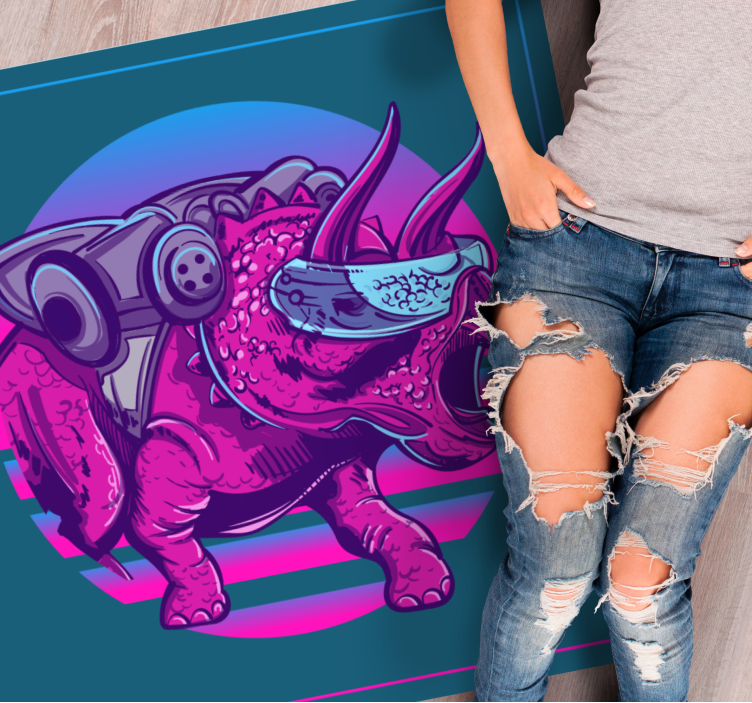 Cybernetic Rhino Illustration animal vinyl carpet - TenStickers