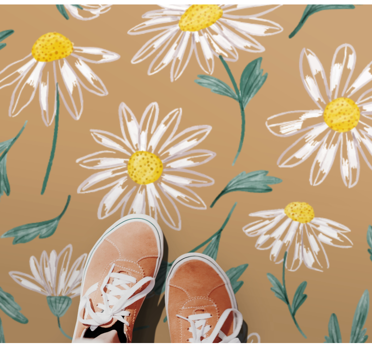 Daisy Blossom Motif floral vinyl carpet - TenStickers