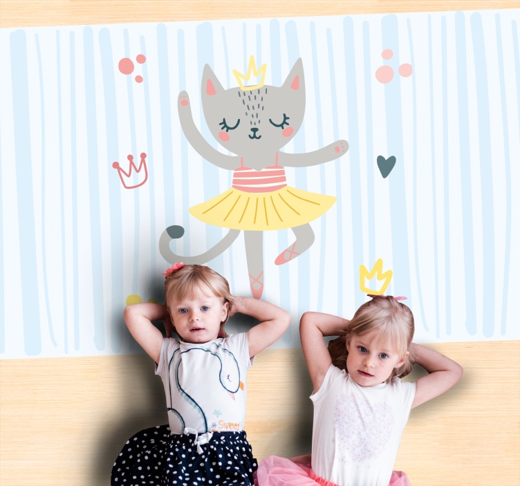 Dancing Cat Illustration kids vinyl carpet - TenStickers