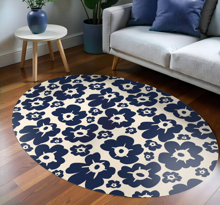 Dark blue poppy floral vinyl carpet - TenStickers
