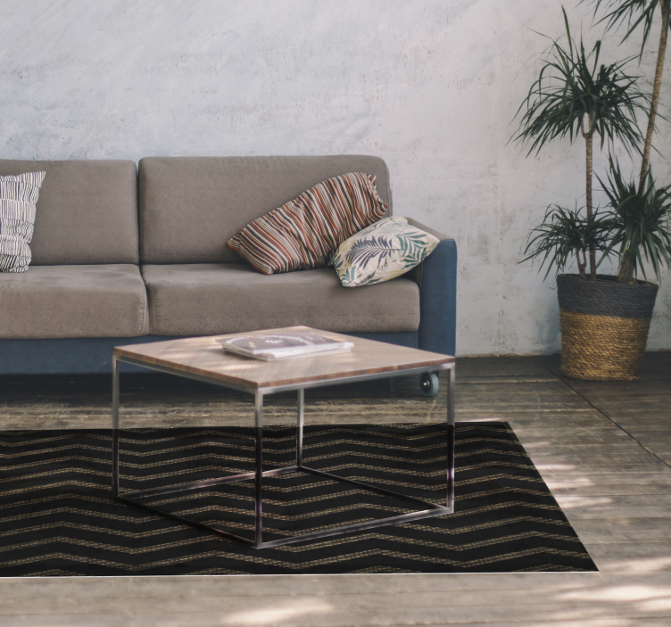 Dark zig zags stripes vinyl rug - TenStickers