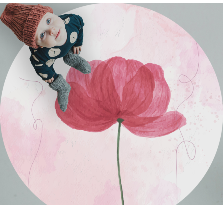 Aquarella poppy design floral vinyl carpet - TenStickers