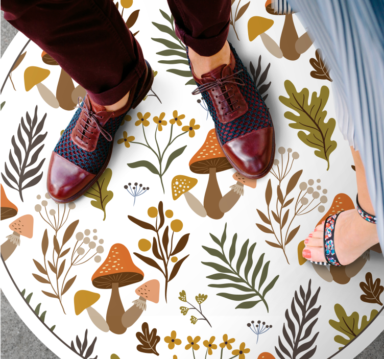 Delightful mushroom motif floral vinyl carpet - TenStickers