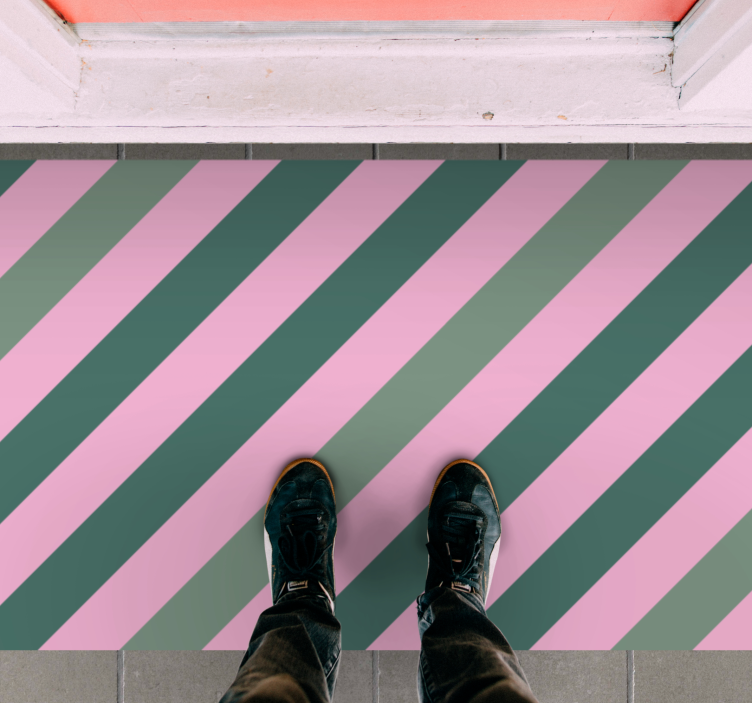 Diagonal pink stripes entrance hall vinyl carpet - TenStickers