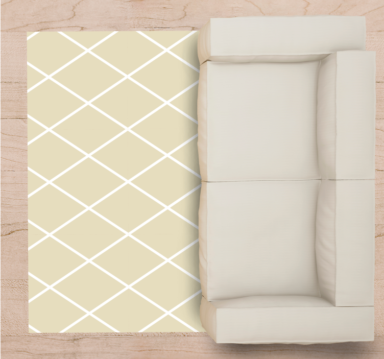 Diagonal cream lines living room vinyl carpet - TenStickers