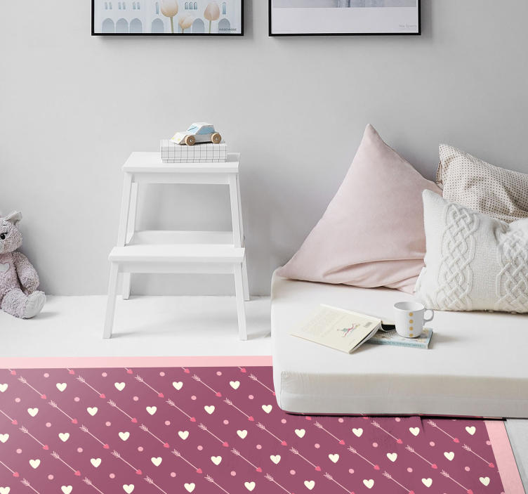 Diagonal Heart Pattern kids vinyl carpet - TenStickers