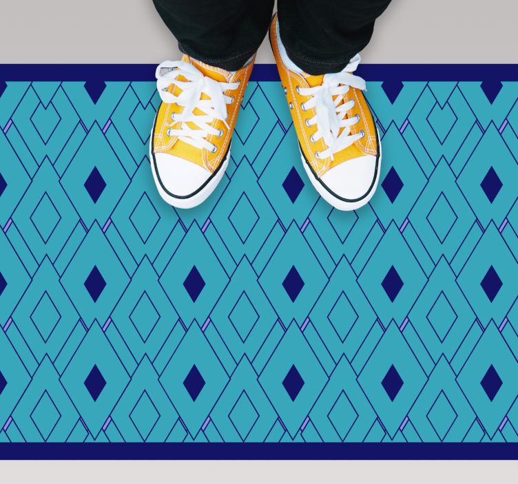 Blue diamond elements geometric vinyl carpet - TenStickers