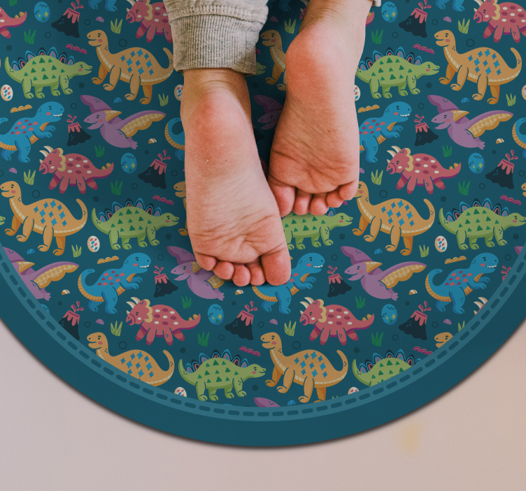 Dinosaur Circular Pattern kids vinyl carpet - TenStickers