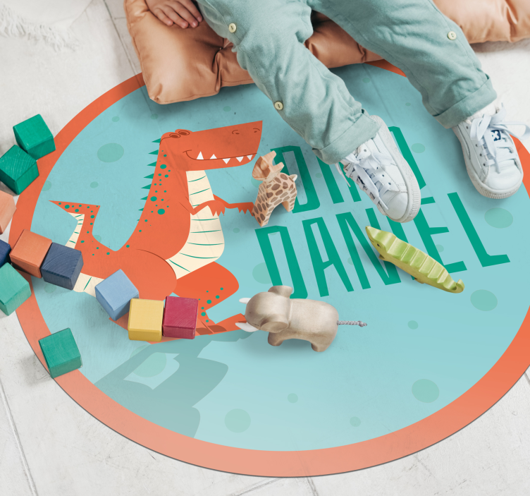 Dinosaur Customizable Circle kids vinyl carpet - TenStickers