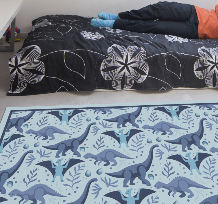 Blue dinosaur expedition kids vinyl carpet - TenStickers