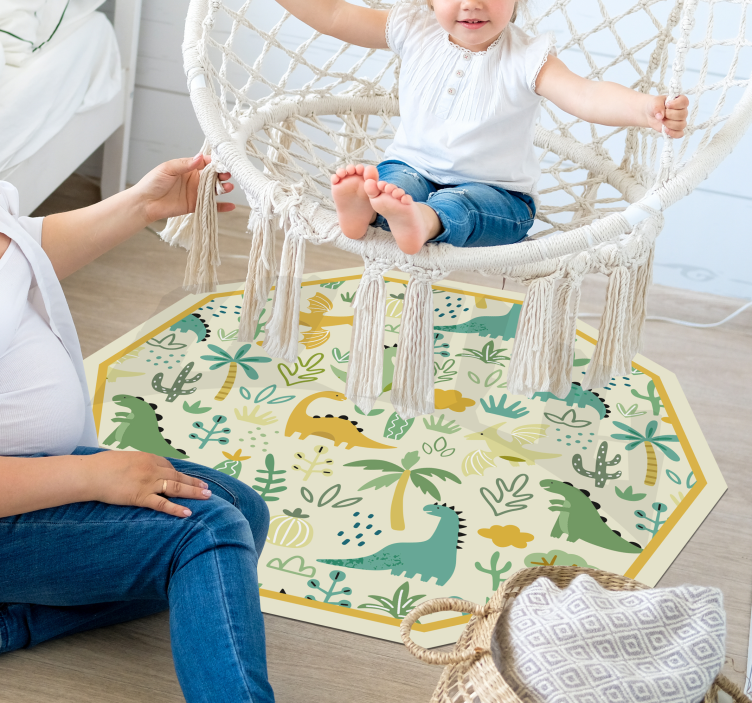 Dinosaur Hexagon kids vinyl carpet - TenStickers
