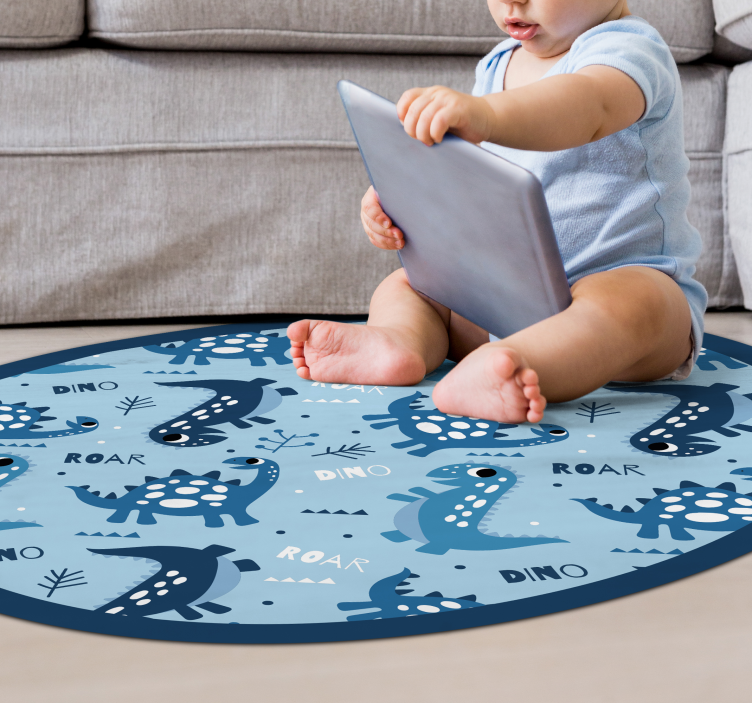 Dinosaur Playtime Circle kids vinyl carpet - TenStickers
