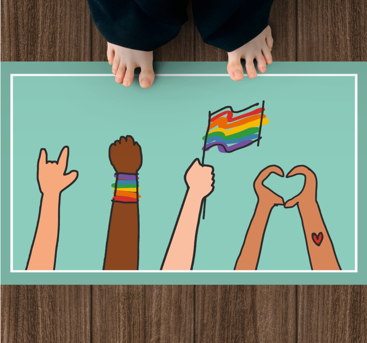 Diverse Hands Up event vinyl carpet - TenStickers