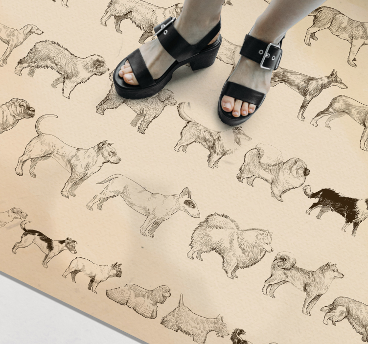 Beige dog illustrations animal vinyl carpet - TenStickers