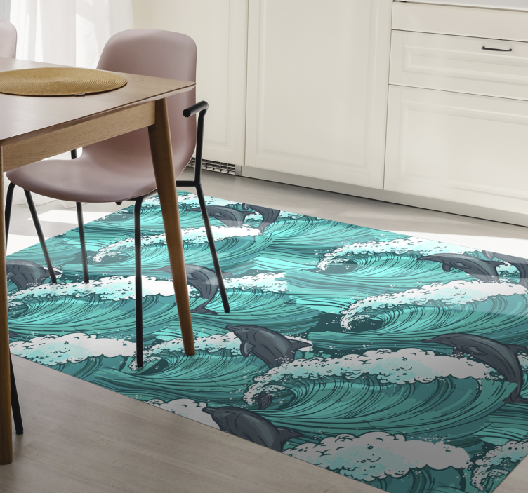 Dolphin Wave Motif animal vinyl carpet - TenStickers