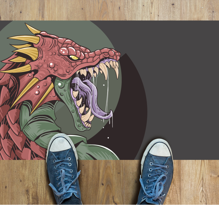 Dragon Head Illustration teen vinyl carpet - TenStickers